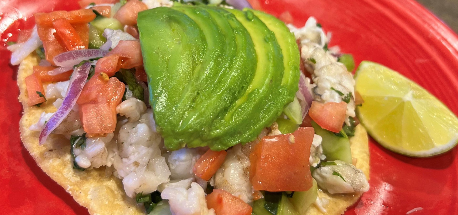 Tostada Ceviche de Camaron